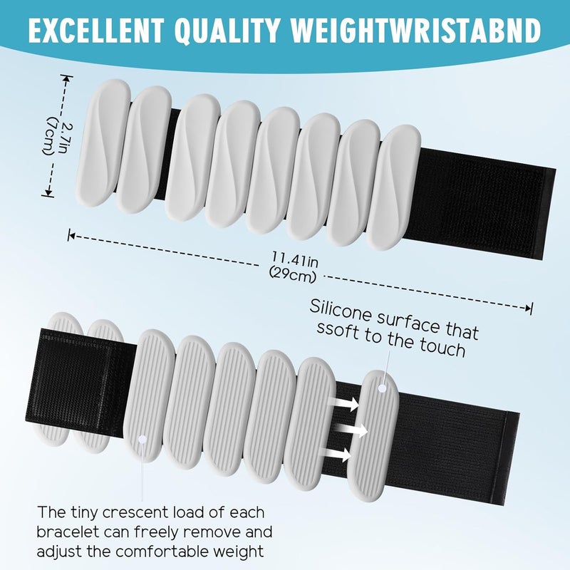 Gallia Wrist Weights, 2Pack Wearable Wrist Ankle Weights for Women and Men, Adjustable Silicone Arm and Leg Wrist Bracelets for Walking, Yoga, Pilates and Gym, 2lb - Image 2